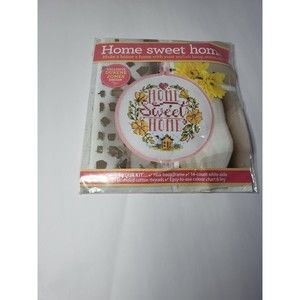 Cros Stitch Hoop Kit With Chart Home Sweet Home Flower Farmhouse Durene Jones